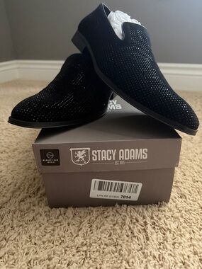 Stacy Adams Black Suede Studded Slip-On Loafers Prom/Wedding